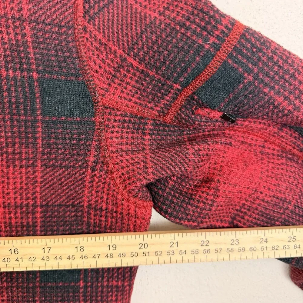 The North Face Jacket Men’s Sz Medium Fleece Pullover Red Plaid 1/2 Zip